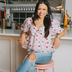 Buddy Love Blakely Peplum Top - NWT - Sz Medium- Valentine’s Day - hearts